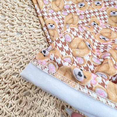 Conj. Casaco de Moletom com Pelinho e Calça Legging Ursinhas - Areia 